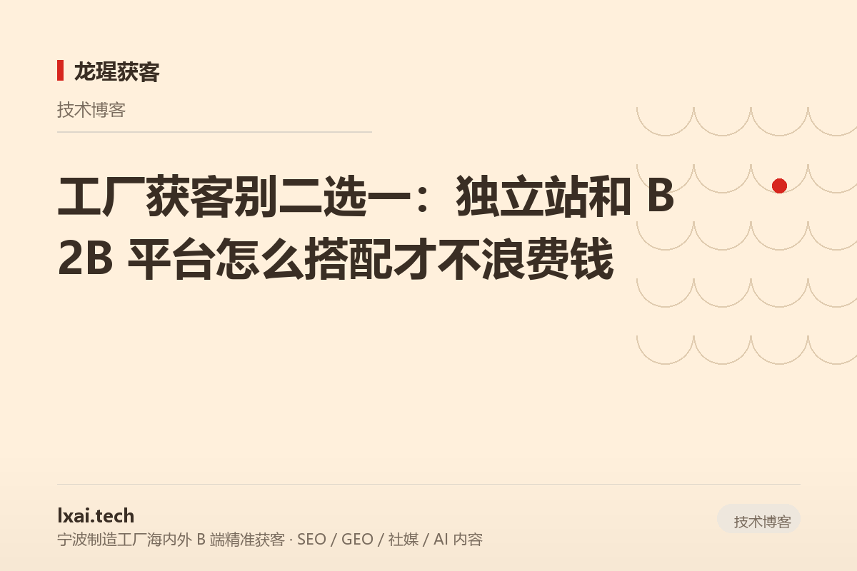 工厂获客别二选一：独立站和 B2B 平台怎么搭配才不浪费钱